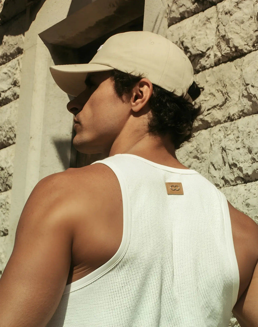 Beige 2eros icon cap with a small embroidered logo on front made from soft breathable fabric