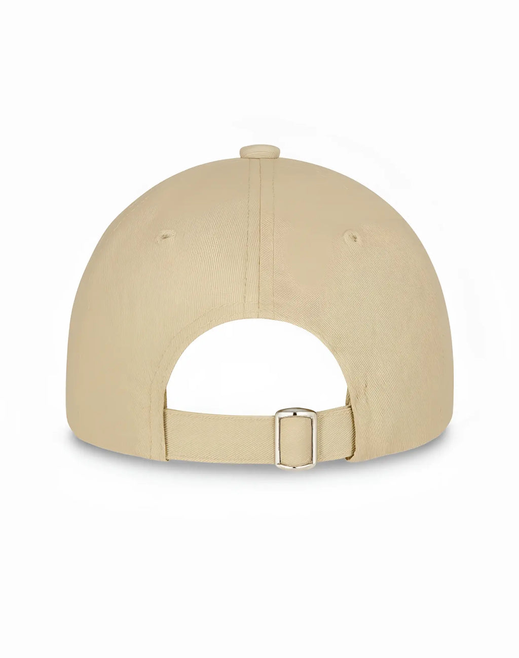 Beige 2eros icon cap featuring a fabric strap with silver buckle shown from the back side