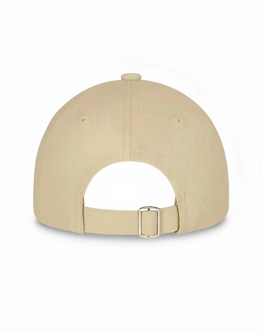 Beige 2eros icon cap featuring a fabric strap with silver buckle shown from the back side