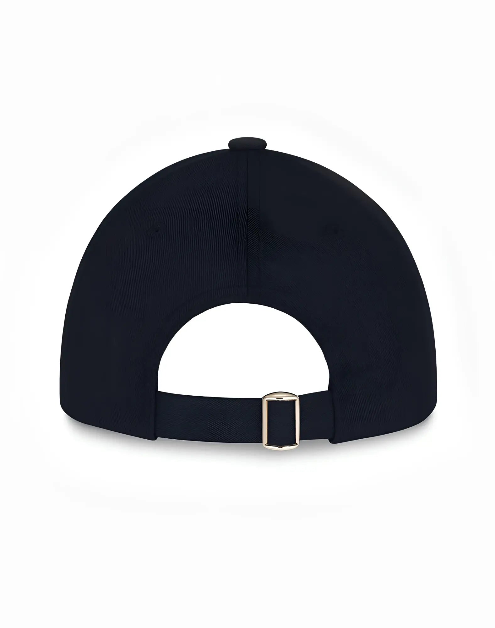Black 2eros icon cap showing back with adjustable strap and silver buckle made from cotton material