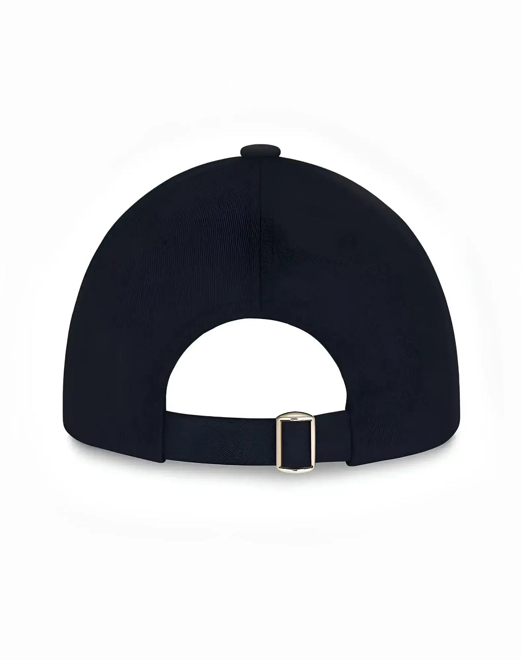 Black 2eros icon cap showing back with adjustable strap and silver buckle made from cotton material