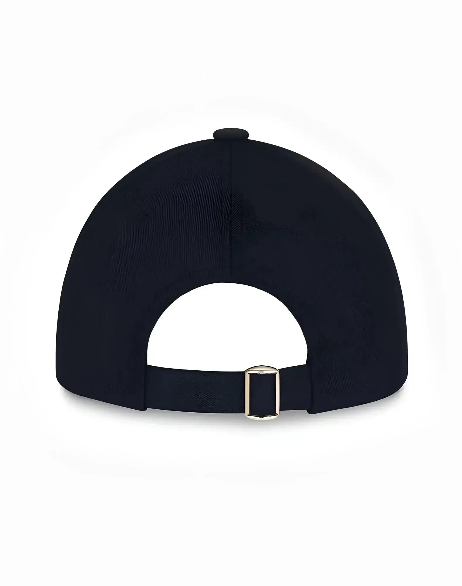 Black 2eros icon cap showing back with adjustable strap and silver buckle made from cotton material