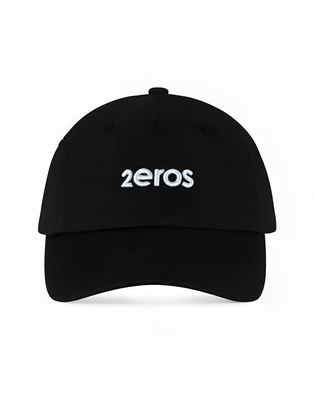 Black 2eros icon cap made of cotton featuring a white embroidered 2eros logo on the front