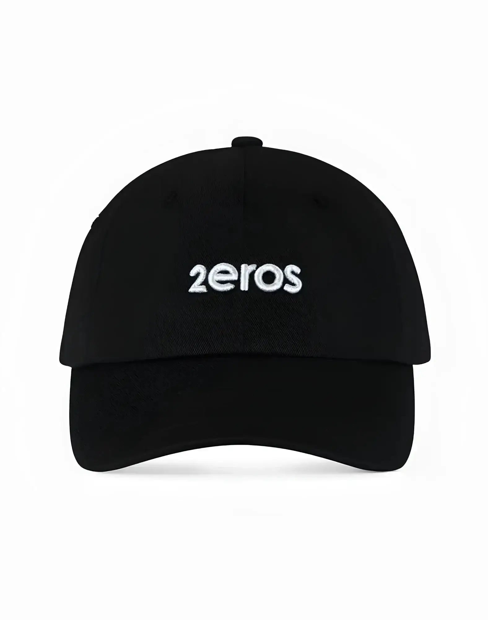 Black 2eros icon cap made of cotton featuring a white embroidered 2eros logo on the front