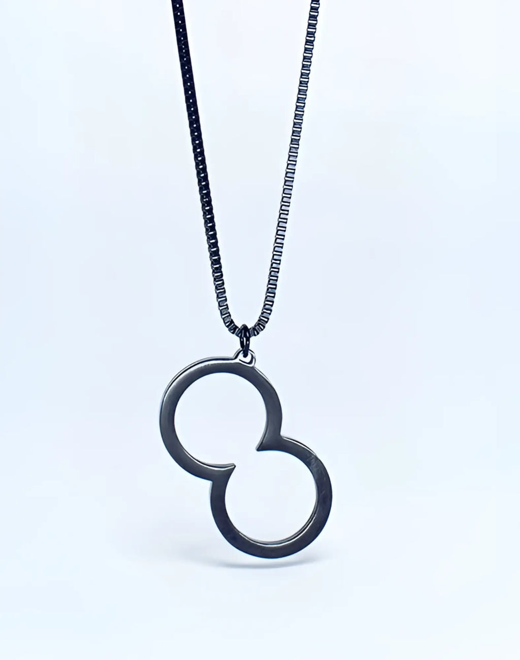 2eros icon pendant necklace black oxidized silver with minimalist double-circle pendant and box chain