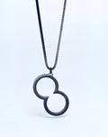 2eros icon pendant necklace black oxidized silver with minimalist double-circle pendant and box chain