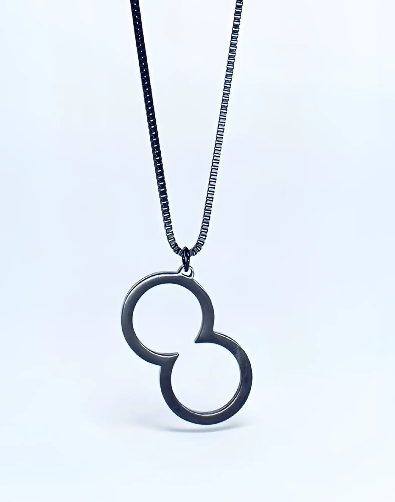 2eros icon pendant necklace black oxidized silver with minimalist double-circle pendant and box chain