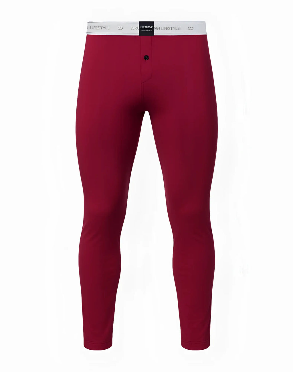 Red men’s fitted boxer briefs with white jack & jones lifestyle waistband and black center label in cabernet color