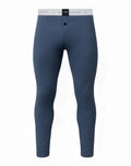 Blue heathered 2eros lp10 core lounge pants with white zerog lifestyle waistband and black front button
