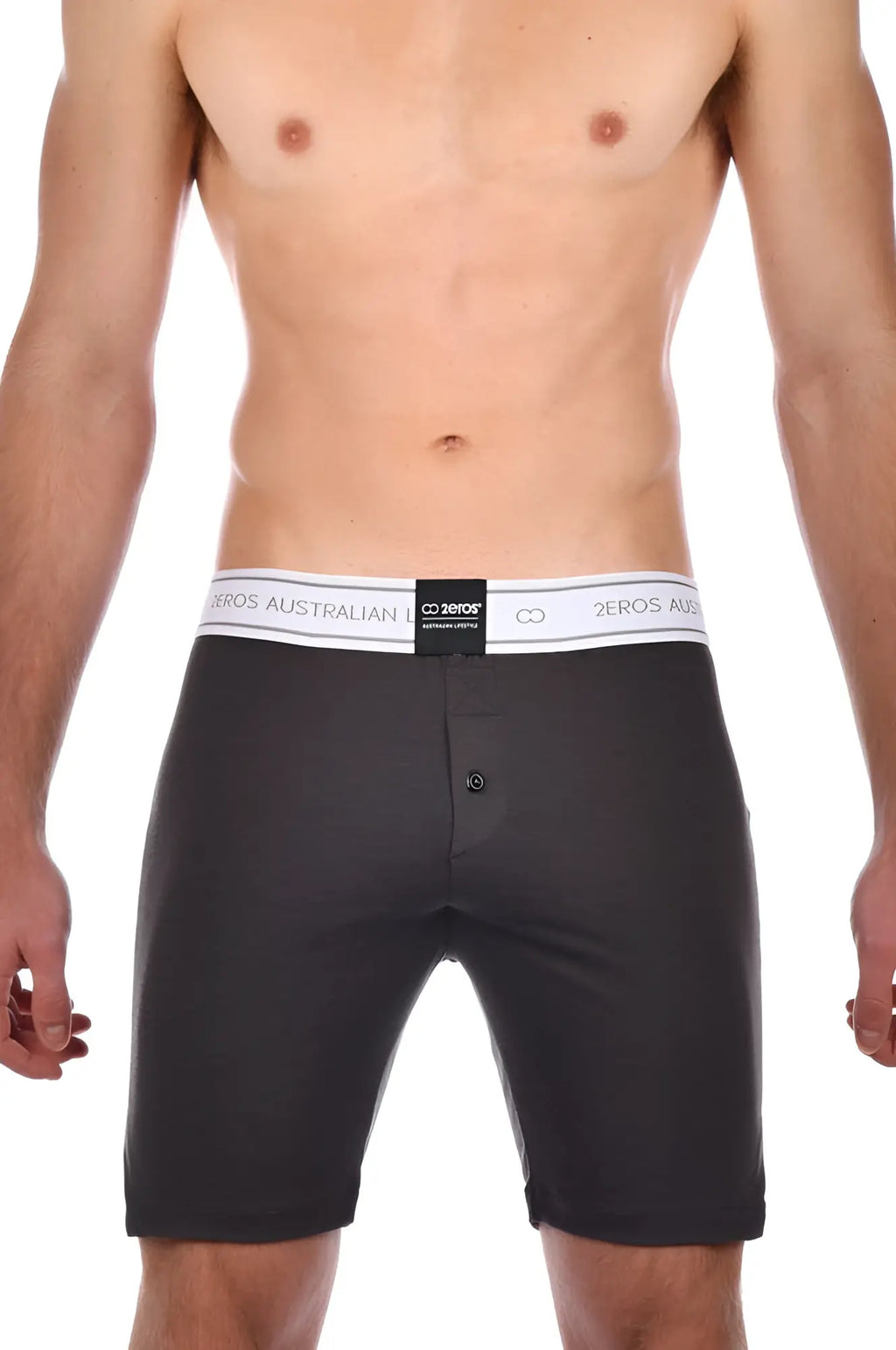 Charcoal 2eros ls10 core lounge shorts with white branded waistband and small black logo tag for men