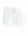 White 2EROS manly corduroy shorts with rose gold-tone drawstring hardware for casual wear