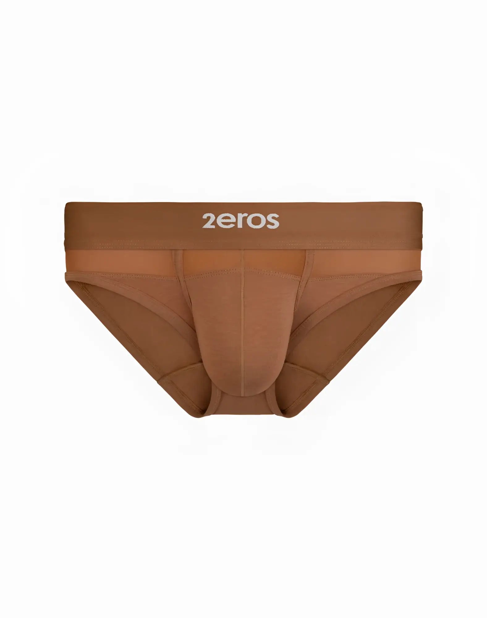 Brown 2eros morphus brief underwear with smooth seamless design and reinforced waistband in brown color