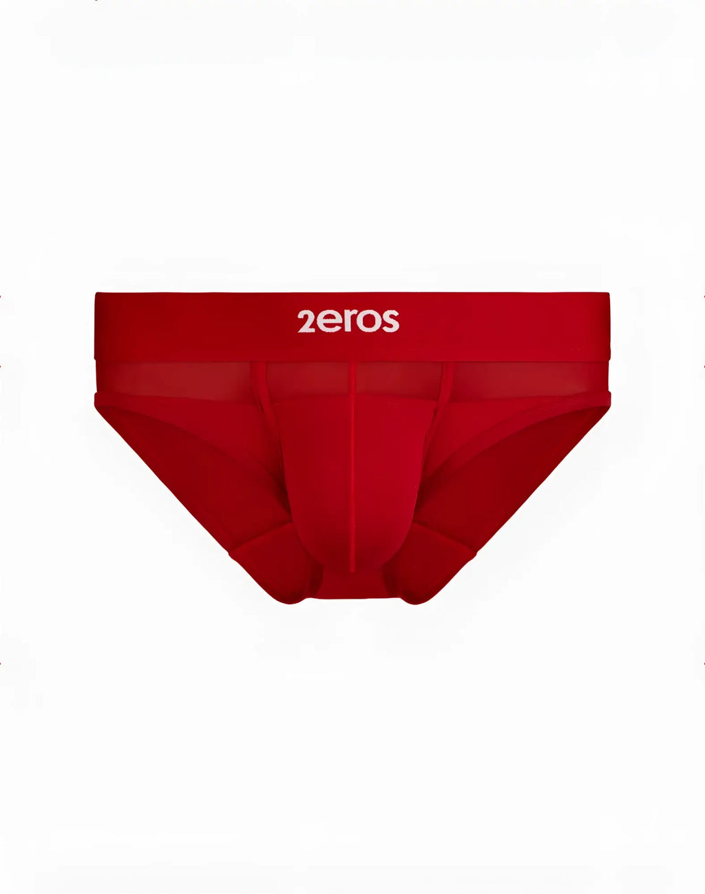 2eros morpheus brief underwear in red with smooth form-fitting design and white logo on waistband