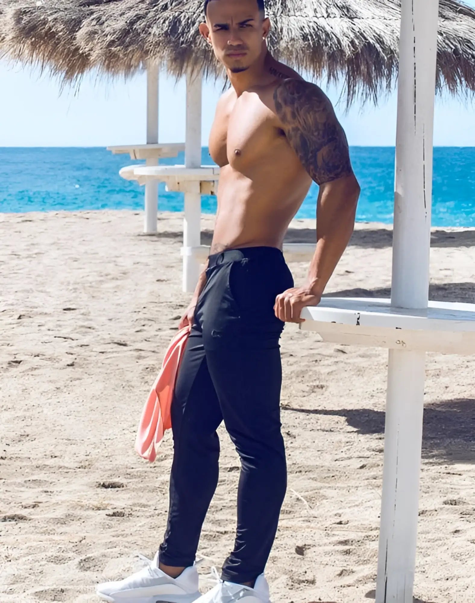 Black 2EROS P60 Bondi pants athletic joggers with sleek form-fitting design and subtle side pockets