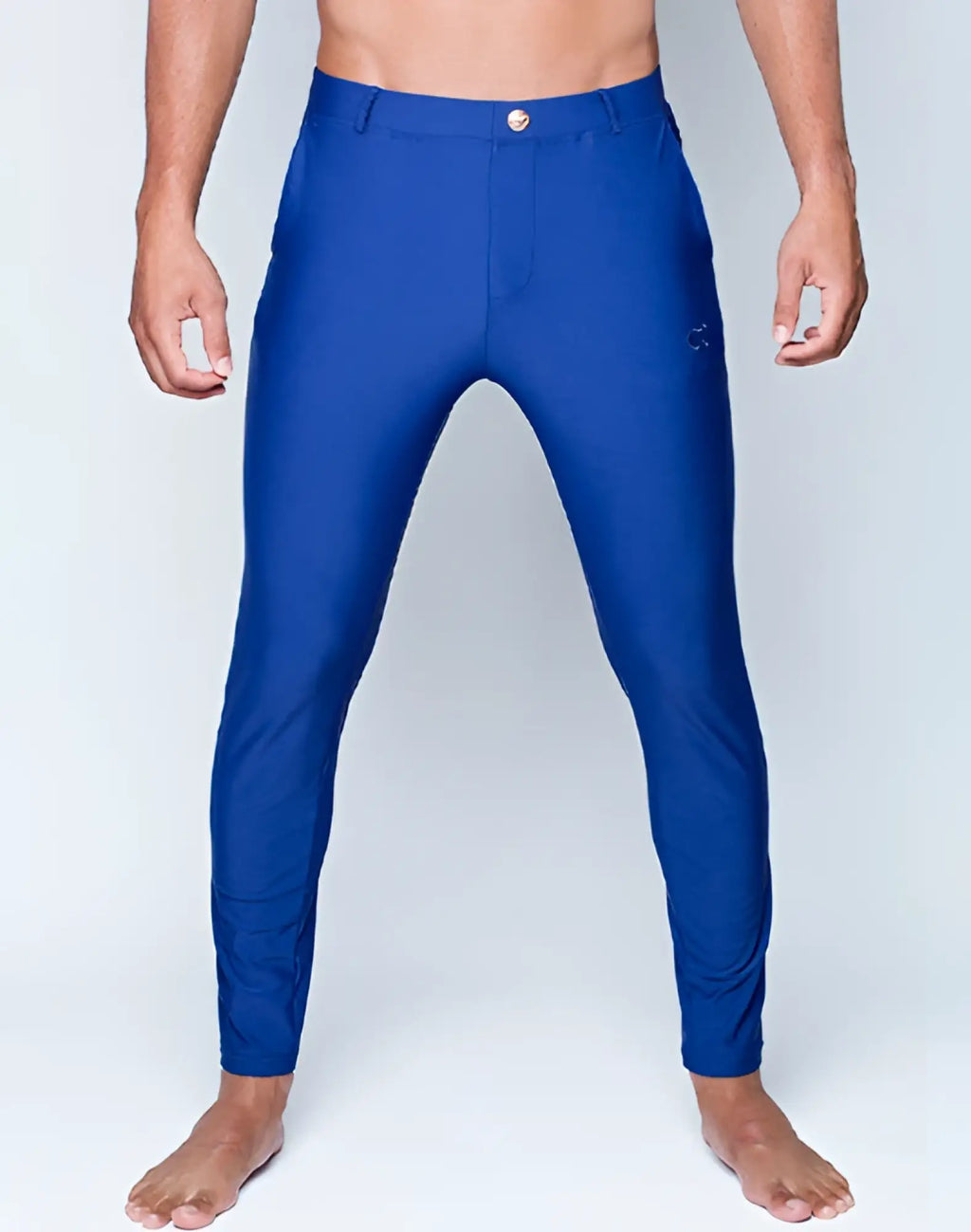 Royal blue fitted 2EROS P60 Bondi riding pants with sleek design and subtle brand logo on the thigh