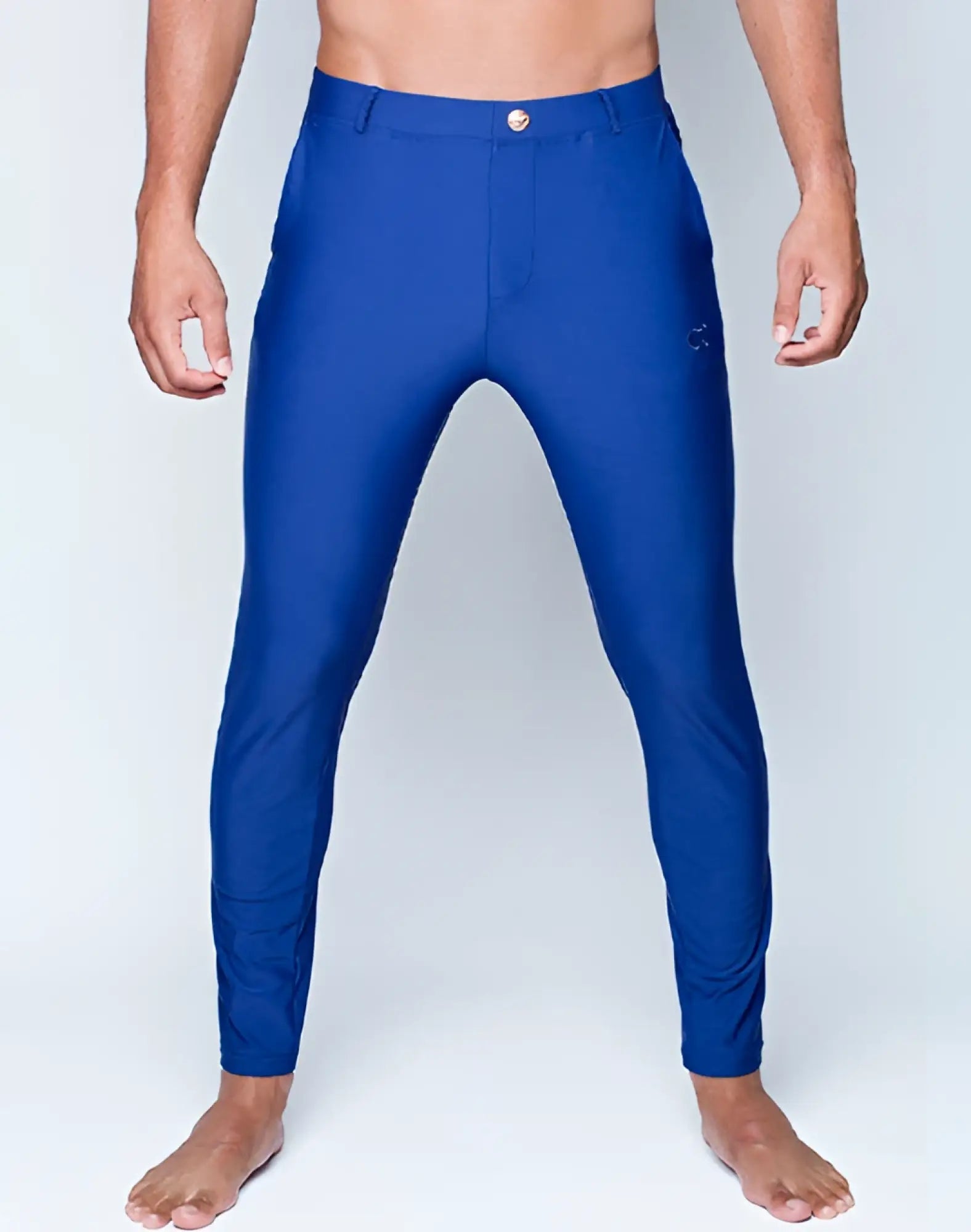 Royal blue fitted 2EROS P60 Bondi riding pants with sleek design and subtle brand logo on the thigh