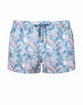2eros printed bronte shorts coral teal featuring blue and pink coral design with drawstring waistband for swimwear