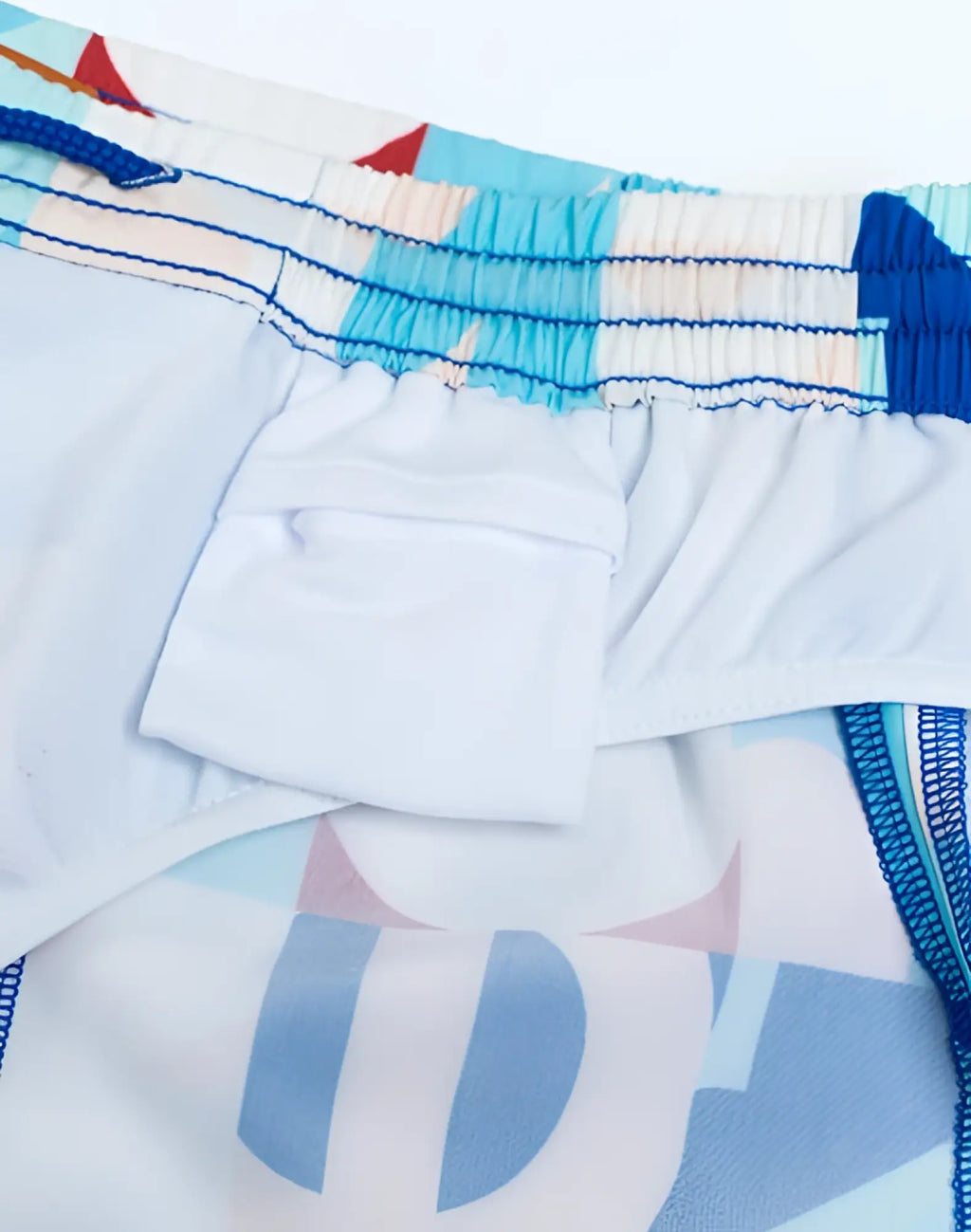 2eros printed bronte shorts in insignia turquoise feature blue and white patterned swim trunks with a drawstring waistband