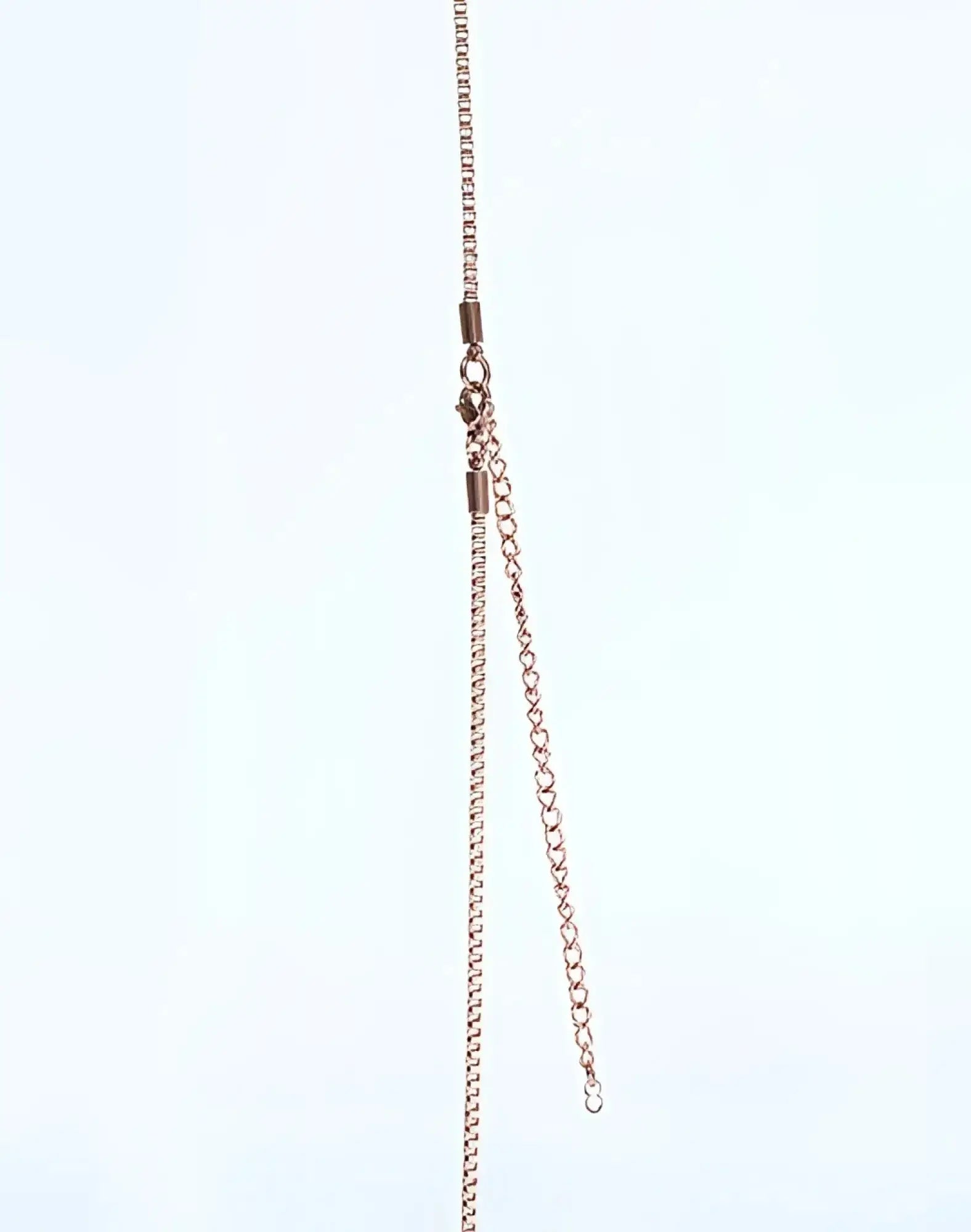 2EROS regalia pendant necklace in rose gold featuring a delicate box chain with secure clasp and adjustable extension chain