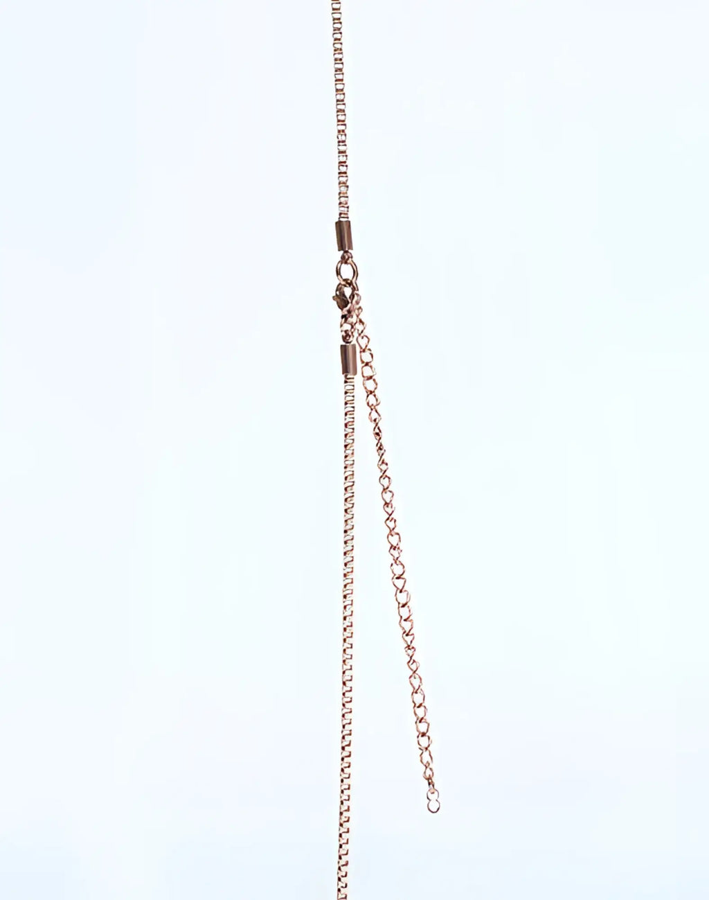 2EROS regalia pendant necklace in rose gold featuring a delicate box chain with secure clasp and adjustable extension chain