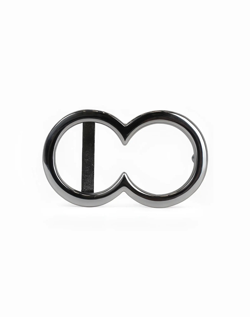 A 2EROS reversible belt black brown with a sleek infinity symbol buckle and polished metallic finish with central black stripe