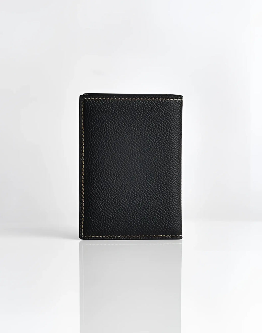 Black textured leather 2EROS RFID icon card holder with contrasting light stitching for secure card storage