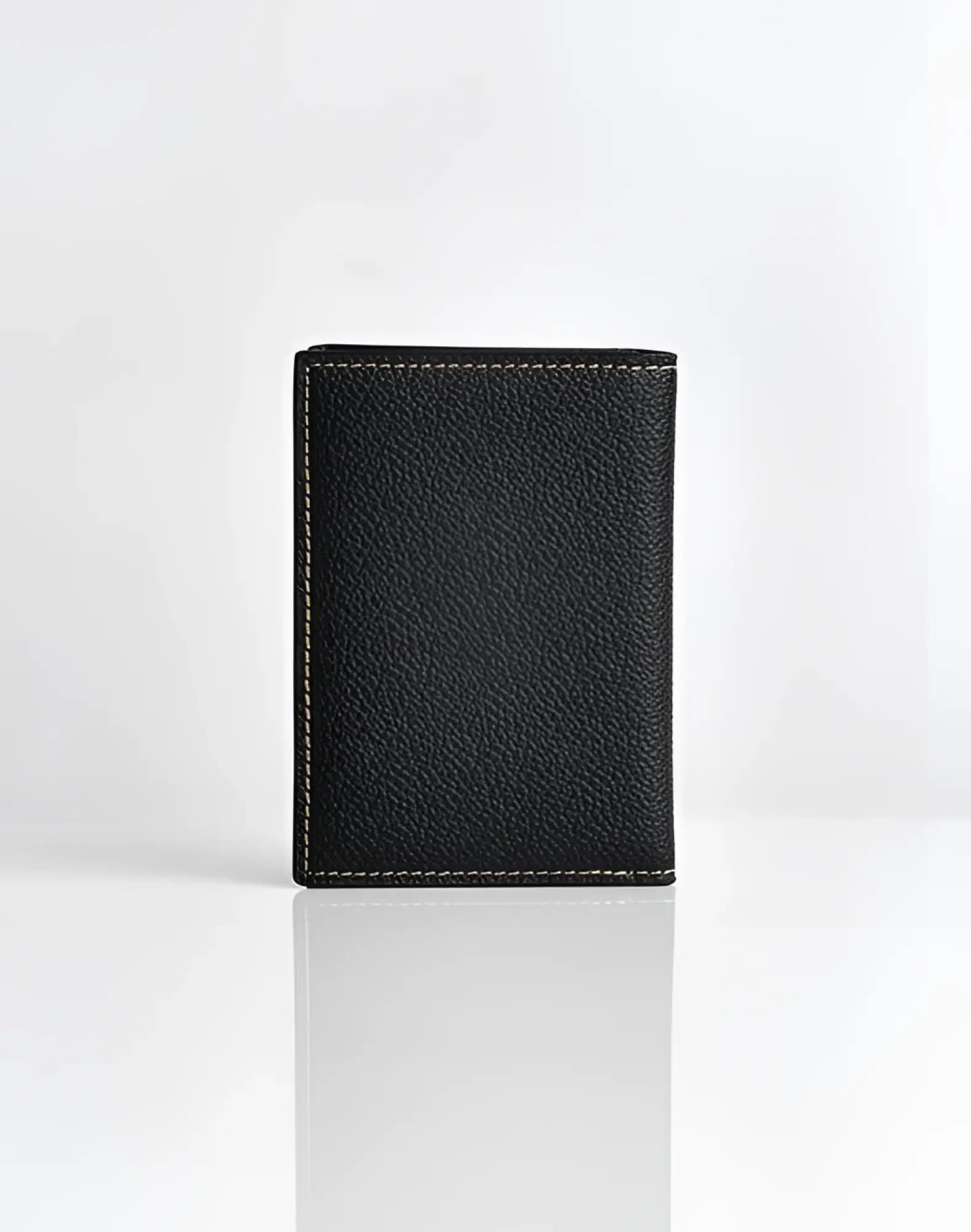 Black textured leather 2EROS RFID icon card holder with contrasting light stitching for secure card storage
