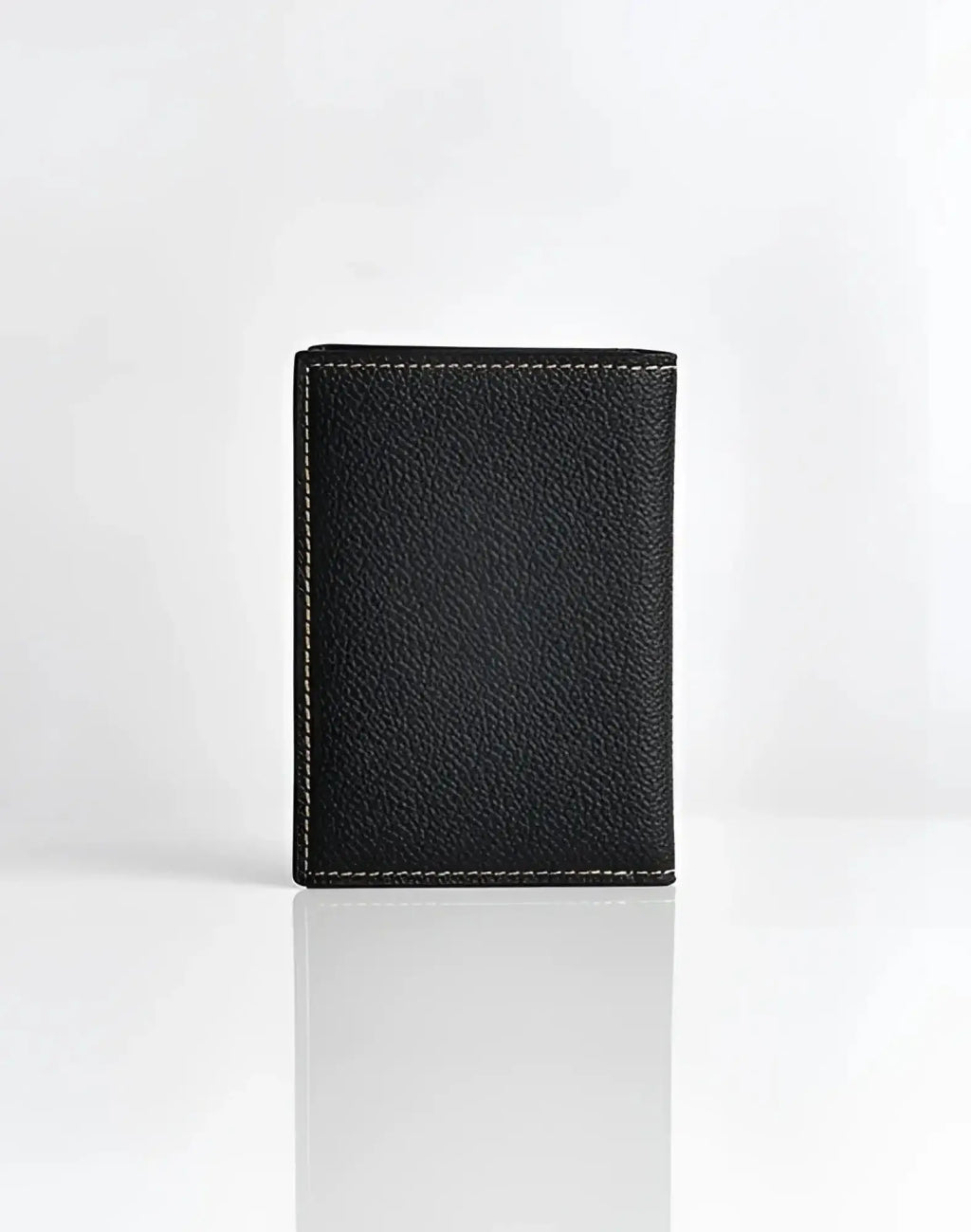 Black textured leather 2EROS RFID icon card holder with contrasting light stitching for secure card storage
