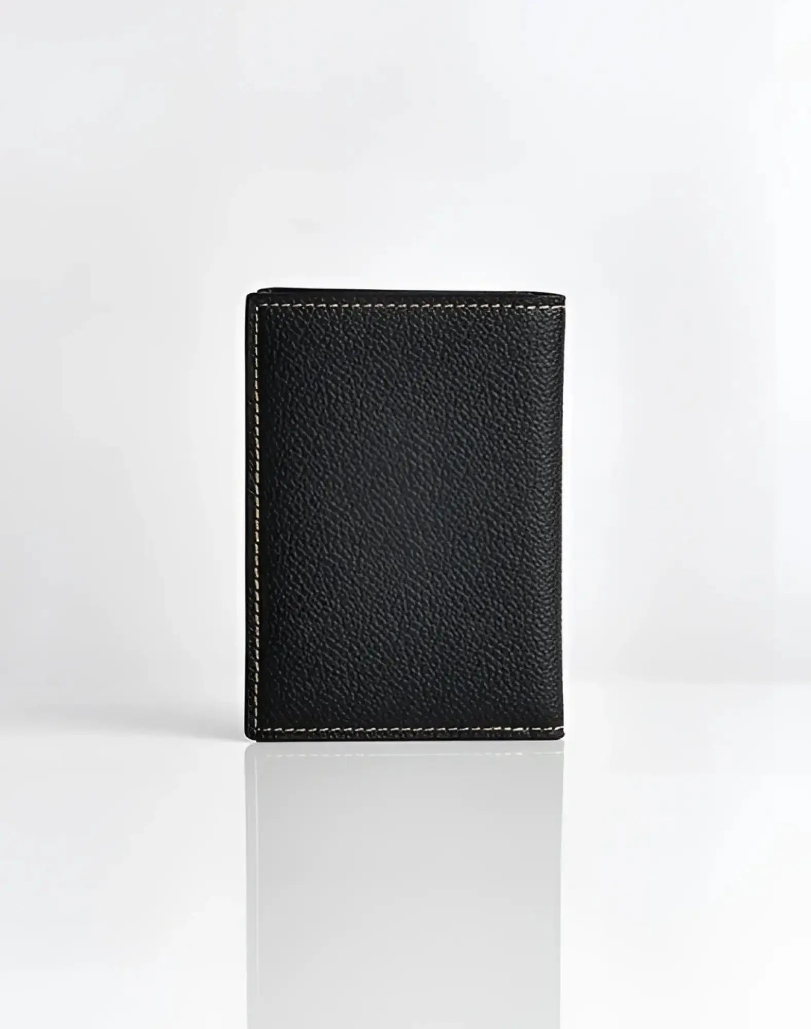 Black textured leather 2EROS RFID icon card holder with contrasting light stitching for secure card storage