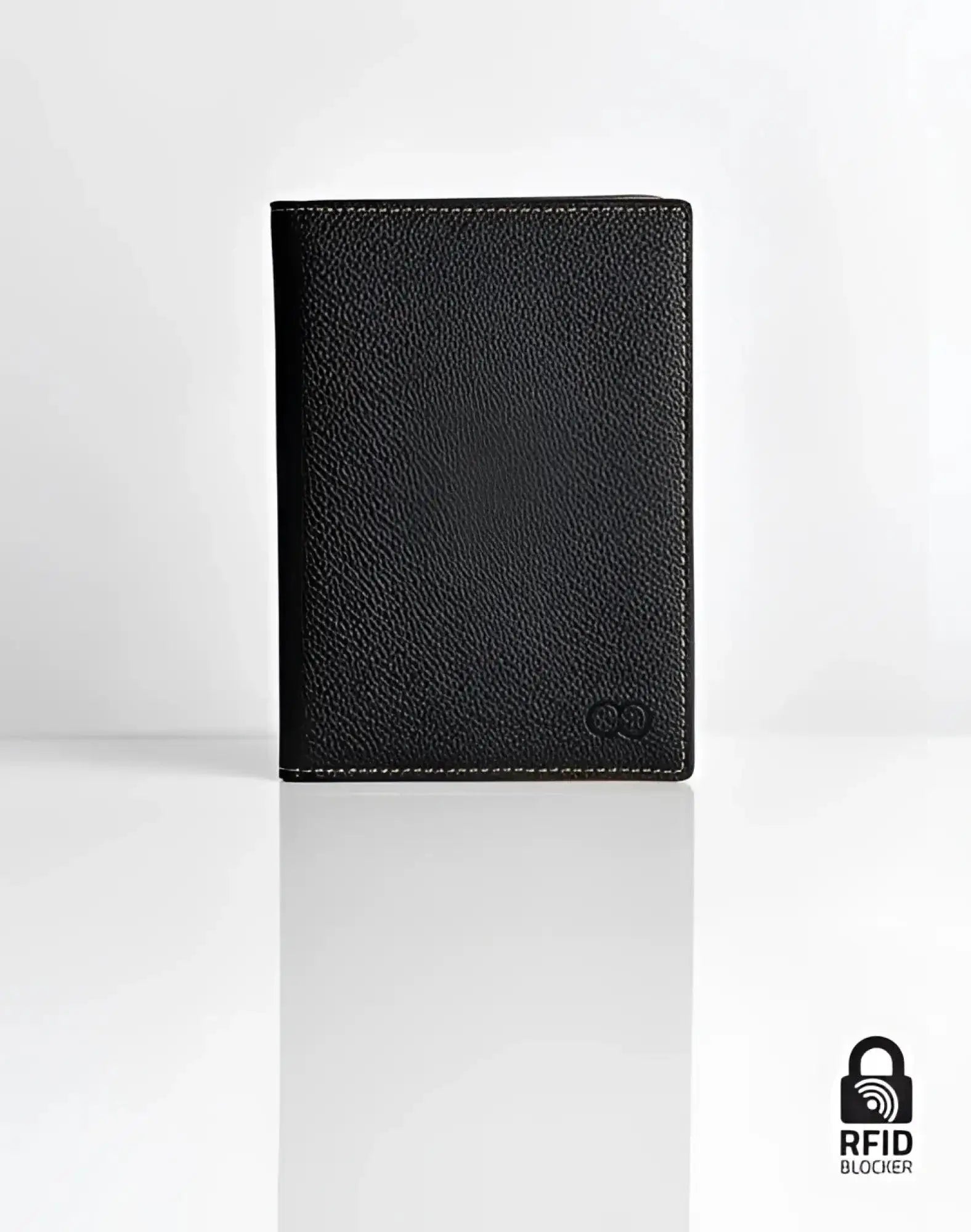 Black textured leather 2eros rfid icon passport wallet with subtle stitching and minimalist logo for secure travel