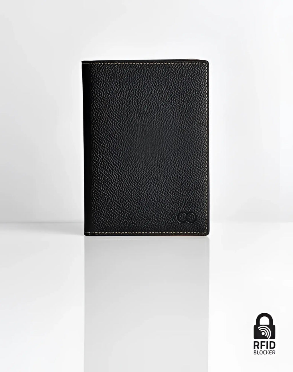 Black textured leather 2eros rfid icon passport wallet with subtle stitching and minimalist logo for secure travel