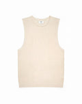Cream-colored knitted sleeveless vest 2EROS Riviera Singlet beige with perforated pattern and ribbed hem