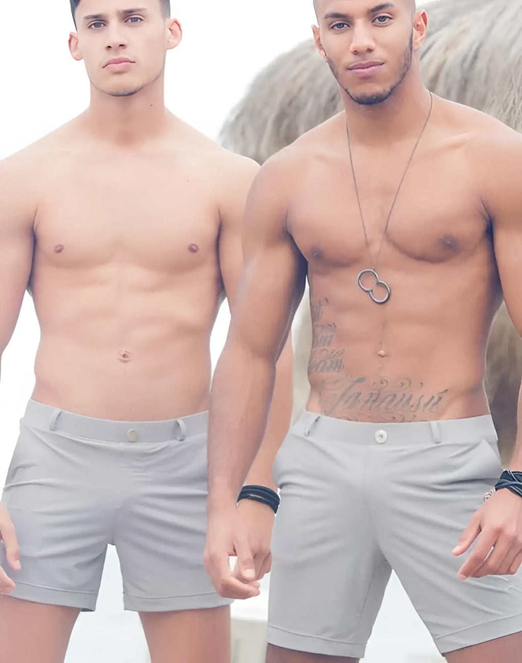 2EROS S61 long bondi gray alloy shorts with button closure and rolled cuffs for casual wear
