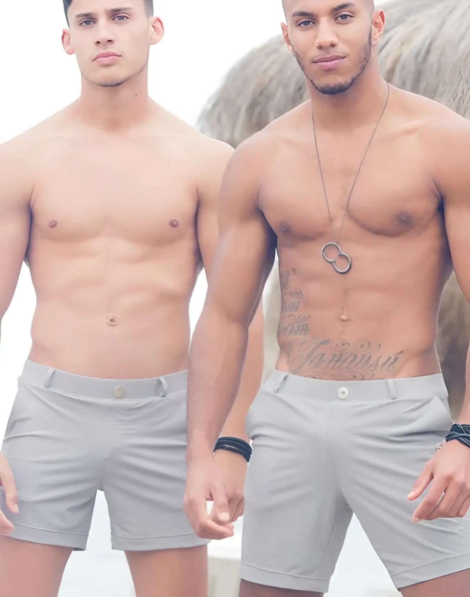2EROS S61 long bondi gray alloy shorts with button closure and rolled cuffs for casual wear