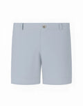 2eros s61 long bondi light blue tailored shorts with subtle texture and silver toned front button closure