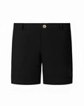 2eros s61 long bondi black shorts with subtle textured fabric and small metallic button at the waistband