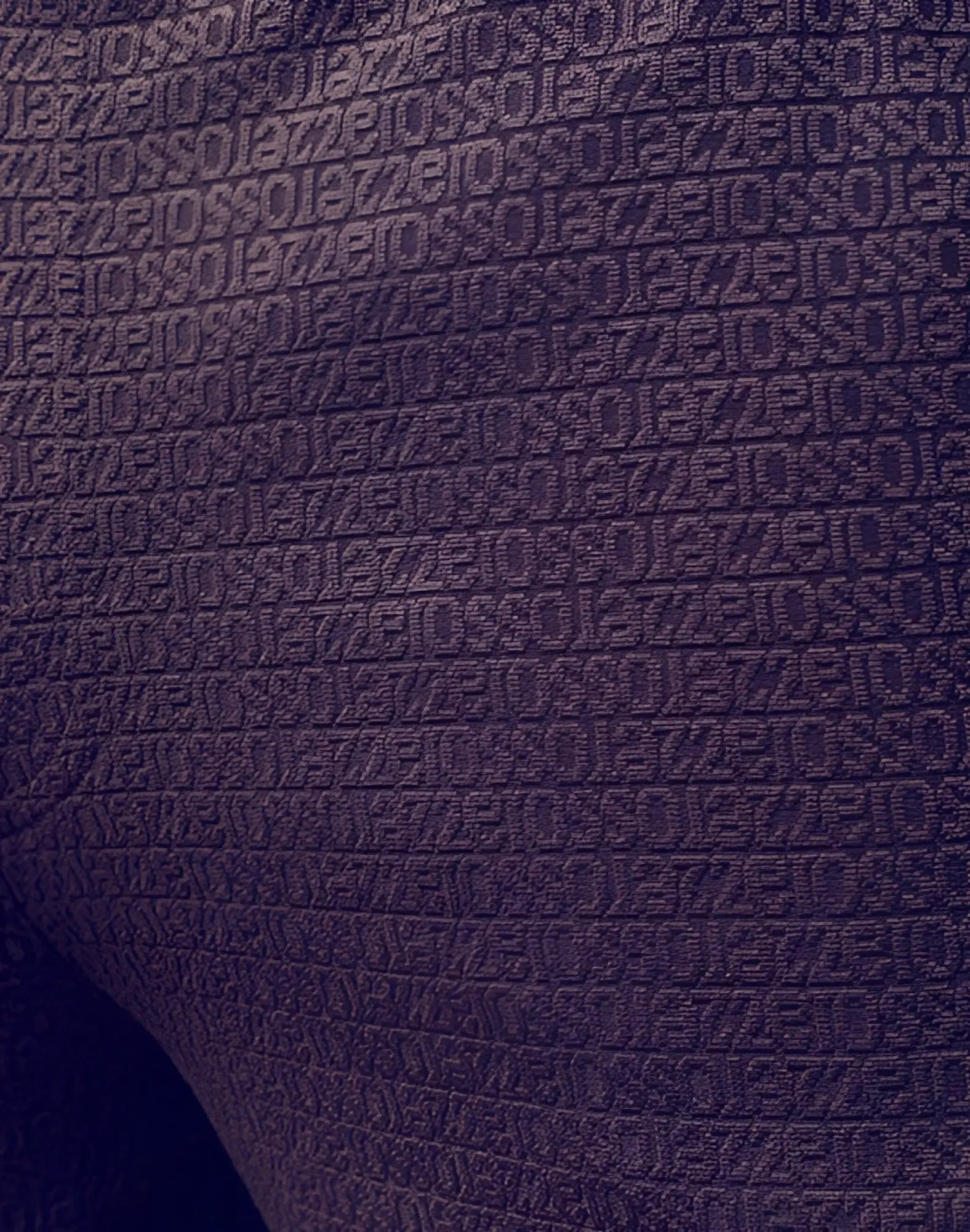 Dark purple 2eros s90 textured manly shorts with embossed interlocking letters on fabric in signet black color