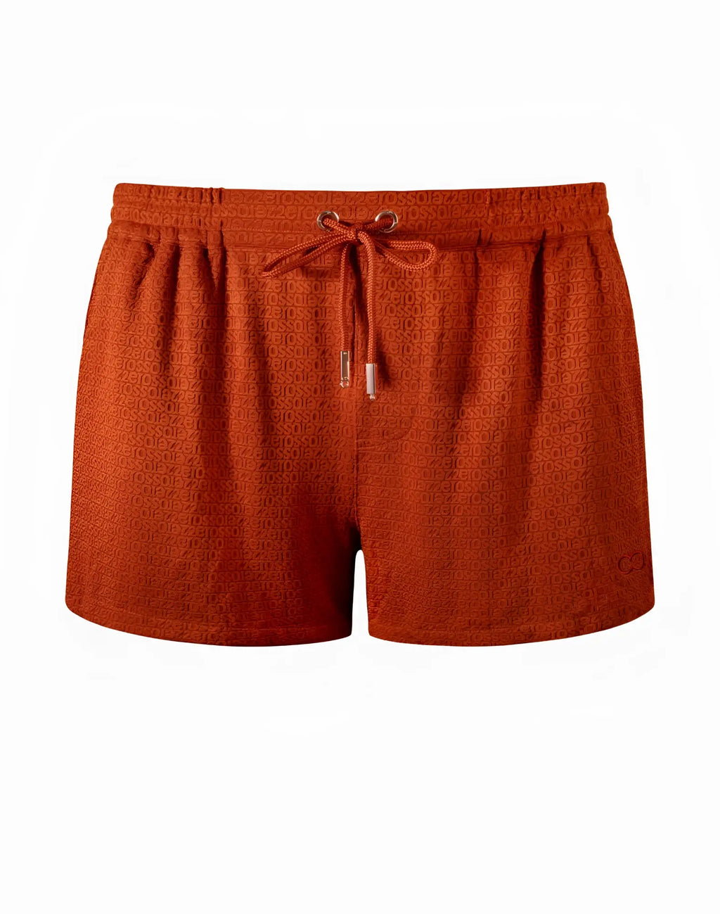 2EROS S90 textured manly cotton shorts in rust-orange with subtle logo pattern and matching drawstring waistband