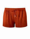 2EROS S90 textured manly cotton shorts in rust-orange with subtle logo pattern and matching drawstring waistband