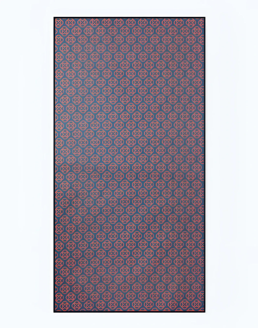 Navy blue 2EROS sand free beach towel with geometric pink and gold pattern in Avant Morocco design