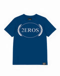 A navy blue 2EROS T20 Olympus short-sleeved t-shirt featuring a white 2eros logo encircled by laurel wreaths