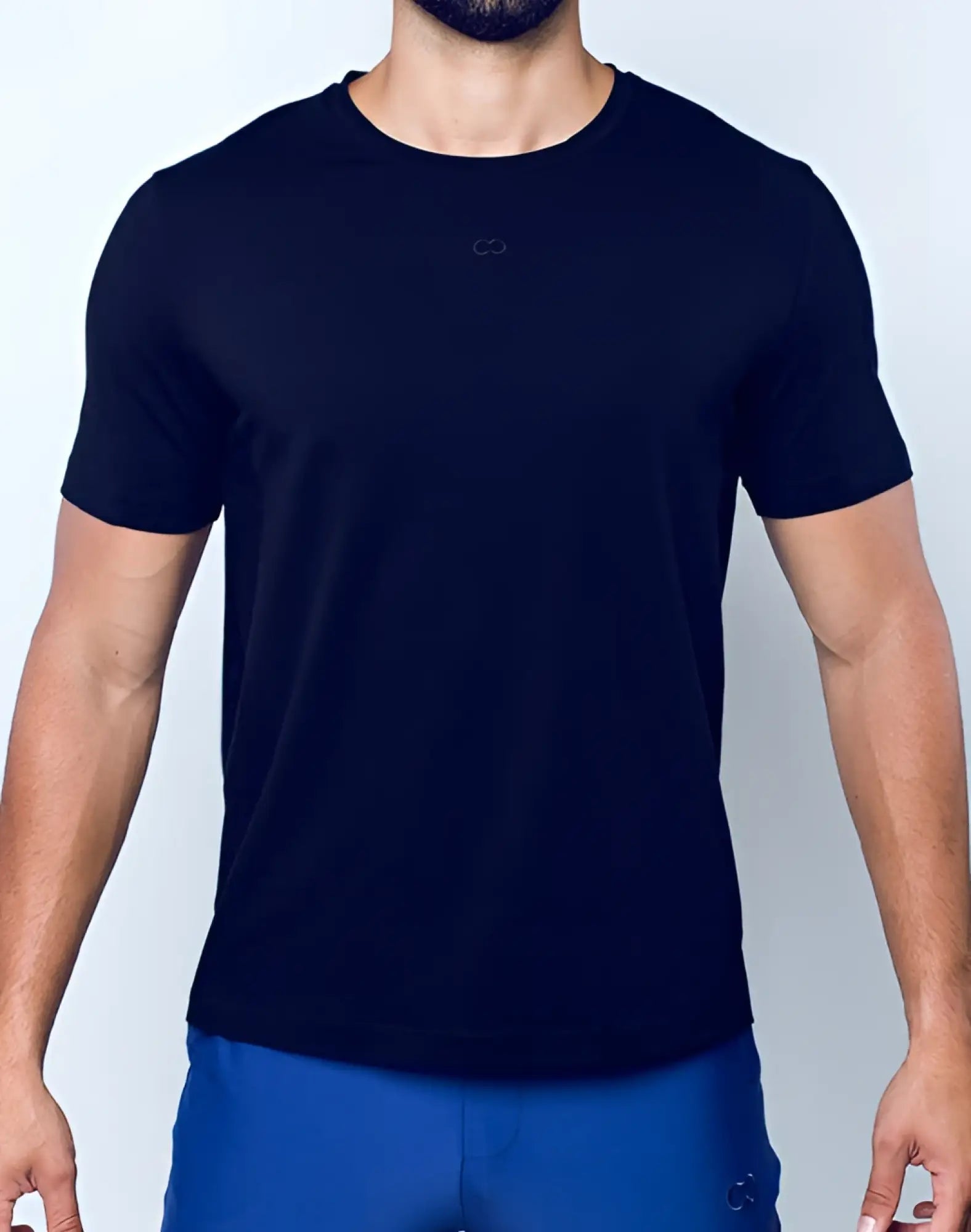 Black 2EROS T21 Peruvian cotton crewneck t-shirt with subtle embroidered logo on the chest
