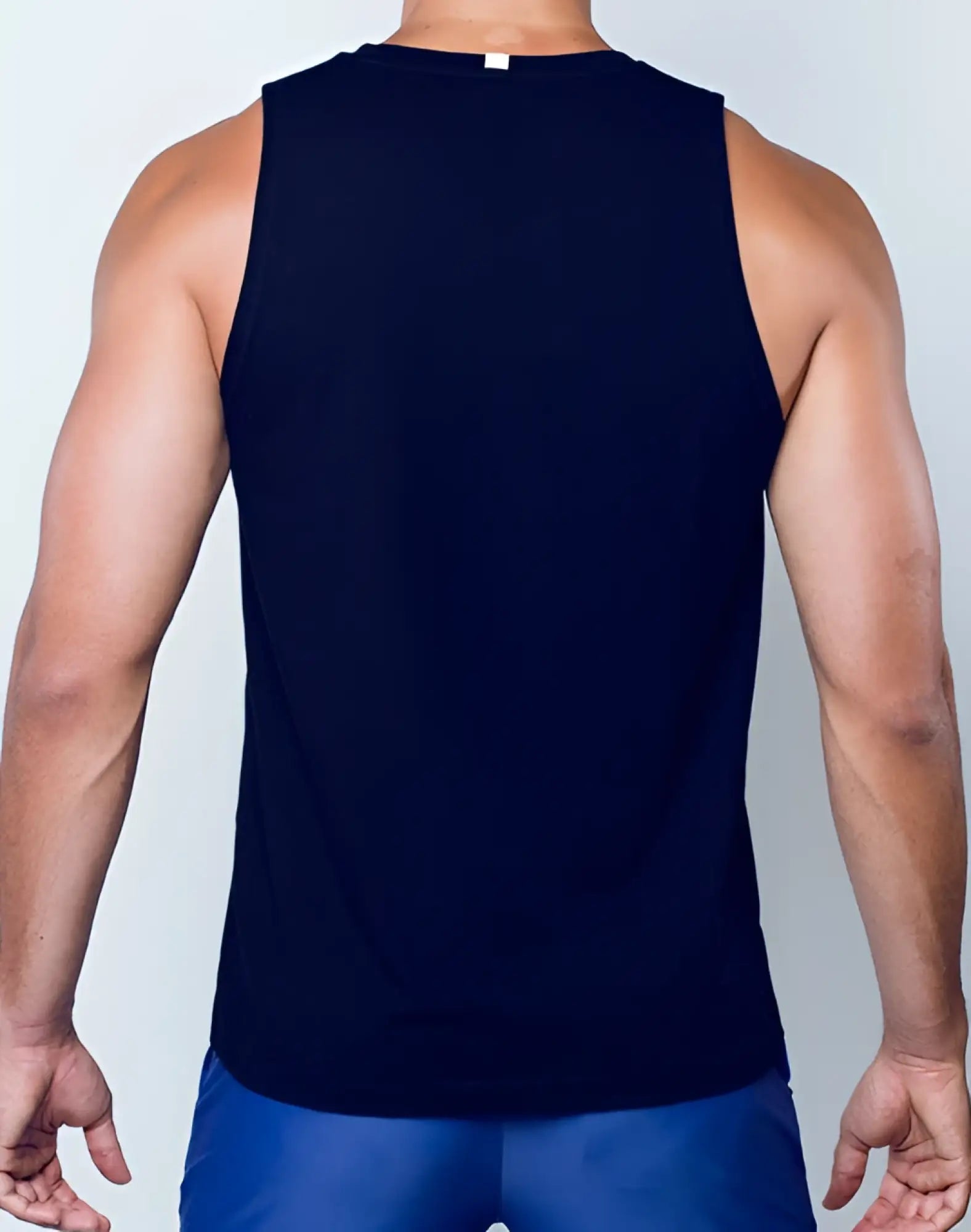Black 2EROS TA21 sleeveless athletic tanktop with ribbed neckline and hem made from Peruvian cotton