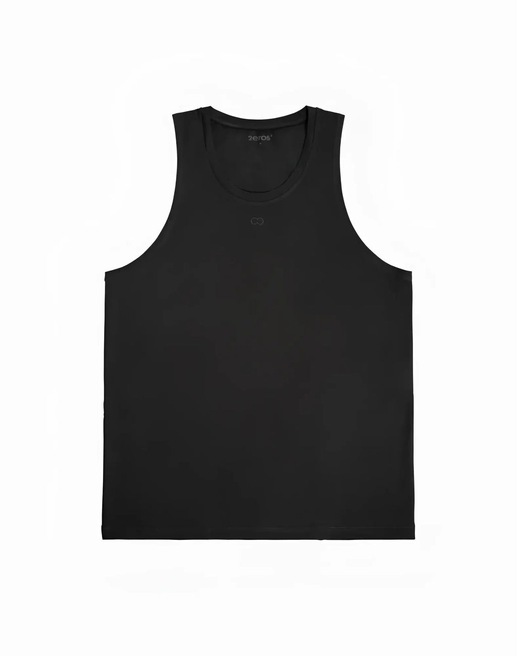 Black 2eros TA21 Peruvian cotton sleeveless tank top with subtle logo embroidered at chest center