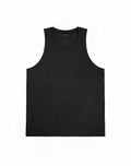 Black 2eros TA21 Peruvian cotton sleeveless tank top with subtle logo embroidered at chest center