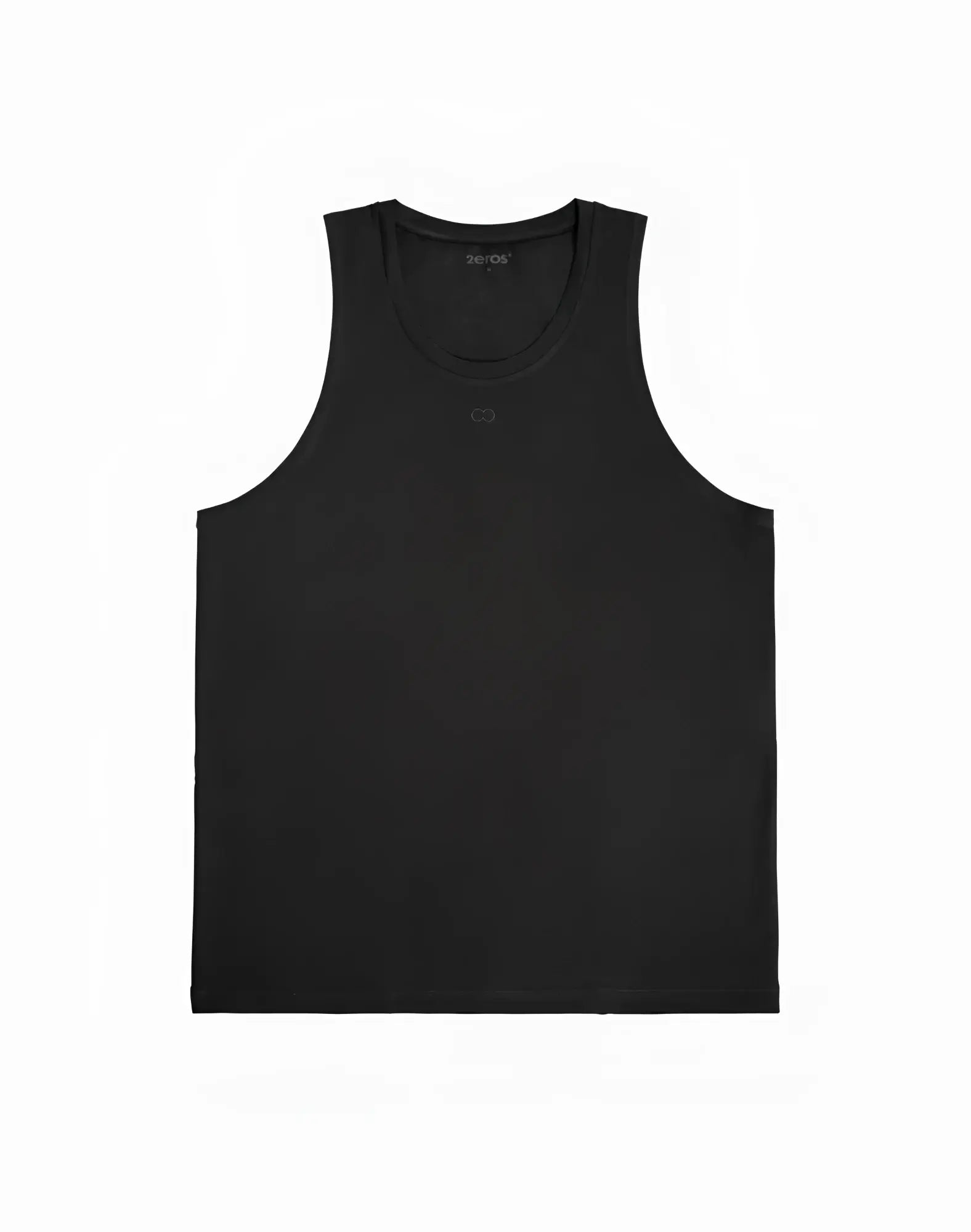 Black 2eros TA21 Peruvian cotton sleeveless tank top with subtle logo embroidered at chest center
