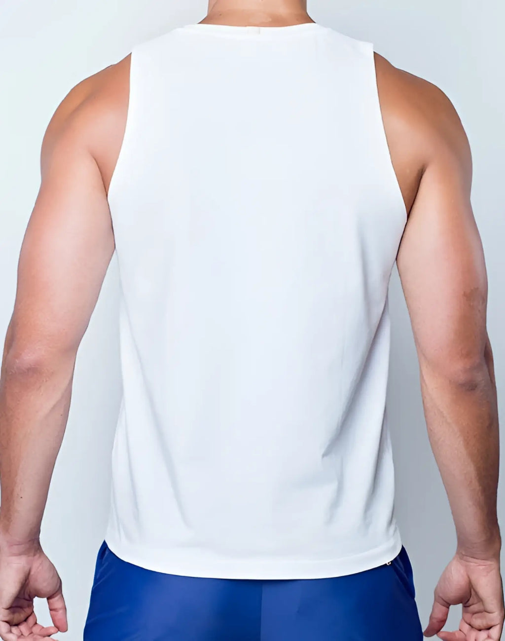 White sleeveless 2EROS TA21 Peruvian cotton tanktop with a simple clean design and soft breathable fabric
