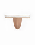 Tan seamless 2EROS Titan thong underwear with white elastic waistband and light gray 18.05 branding in amphora brown