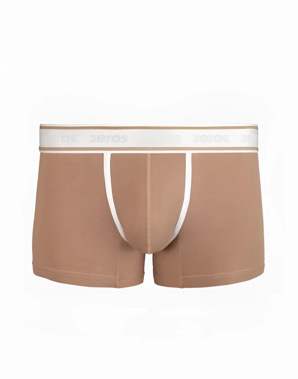 Tan boxer briefs 2eros titan trunk underwear with white elastic waistband and matching stitching in amphora brown
