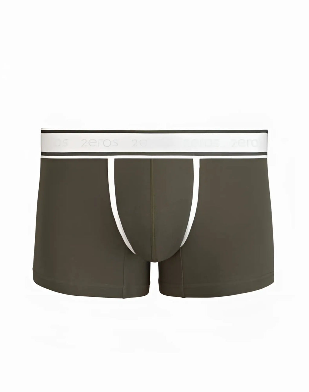 Olive green 2eros titan trunk underwear with white elastic waistband and trim for comfortable everyday wear